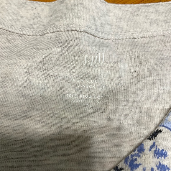 J Jill Pima Slub Knit V neck Tee XL Shirt Southwestern Boho Artsy lightweight - Picture 9 of 13